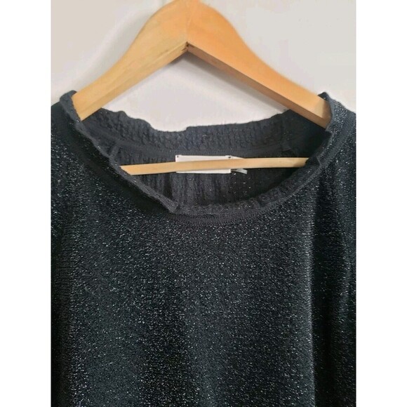 Tory Burch Dress Women's  Large Black Metallic Wool Blend Lightweight Event - Picture 3 of 12